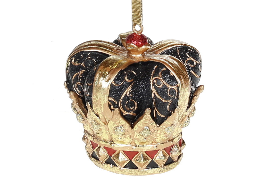 Підвісний декор Царська корона, 8см, колір - чорний із золотом та бордо 838-275 оптом