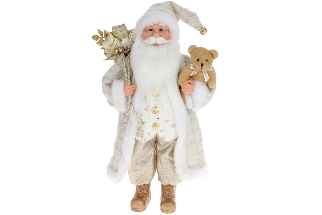 Новорічна іграшка Санта з ведмедиками 40см, колір - шампань 845-258 оптом