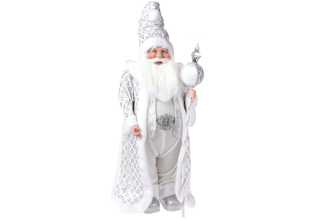 Новорічна декоративна іграшка Санта 71см, колір - срібло NY14-487 оптом
