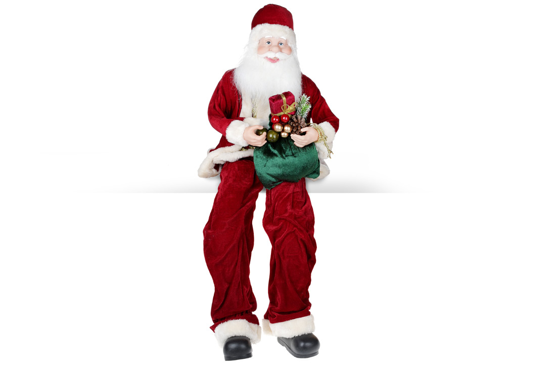 Новорічна іграшка Сидячий Санта 80см, колір - червоний NY14-492 оптом