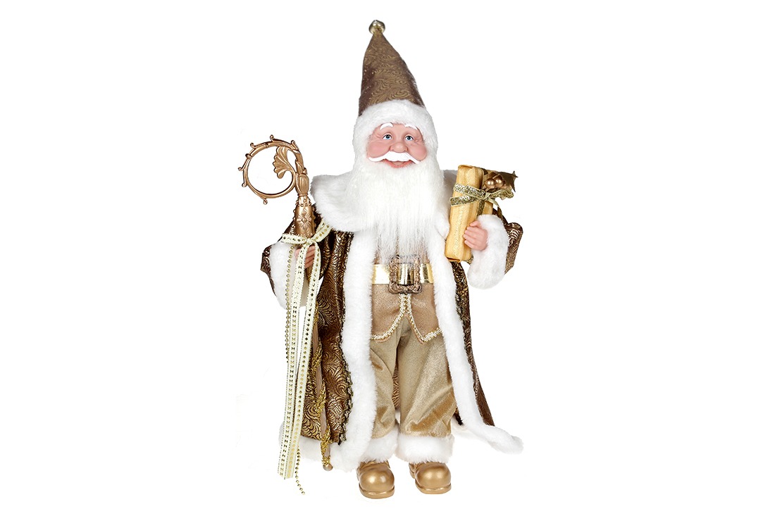 Новорічна декоративна іграшка Санта 45см, колір - золото NY14-524 оптом