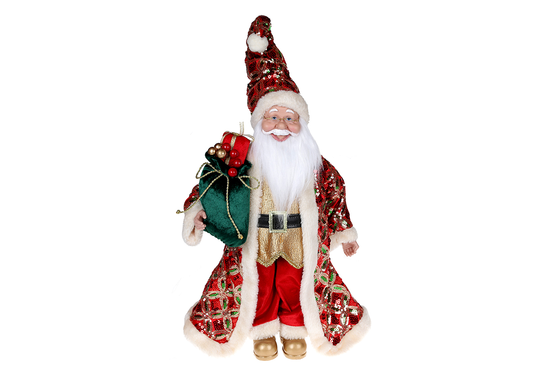 Новорічна декоративна іграшка Санта 45см, колір - червоний із зеленим NY14-531 оптом