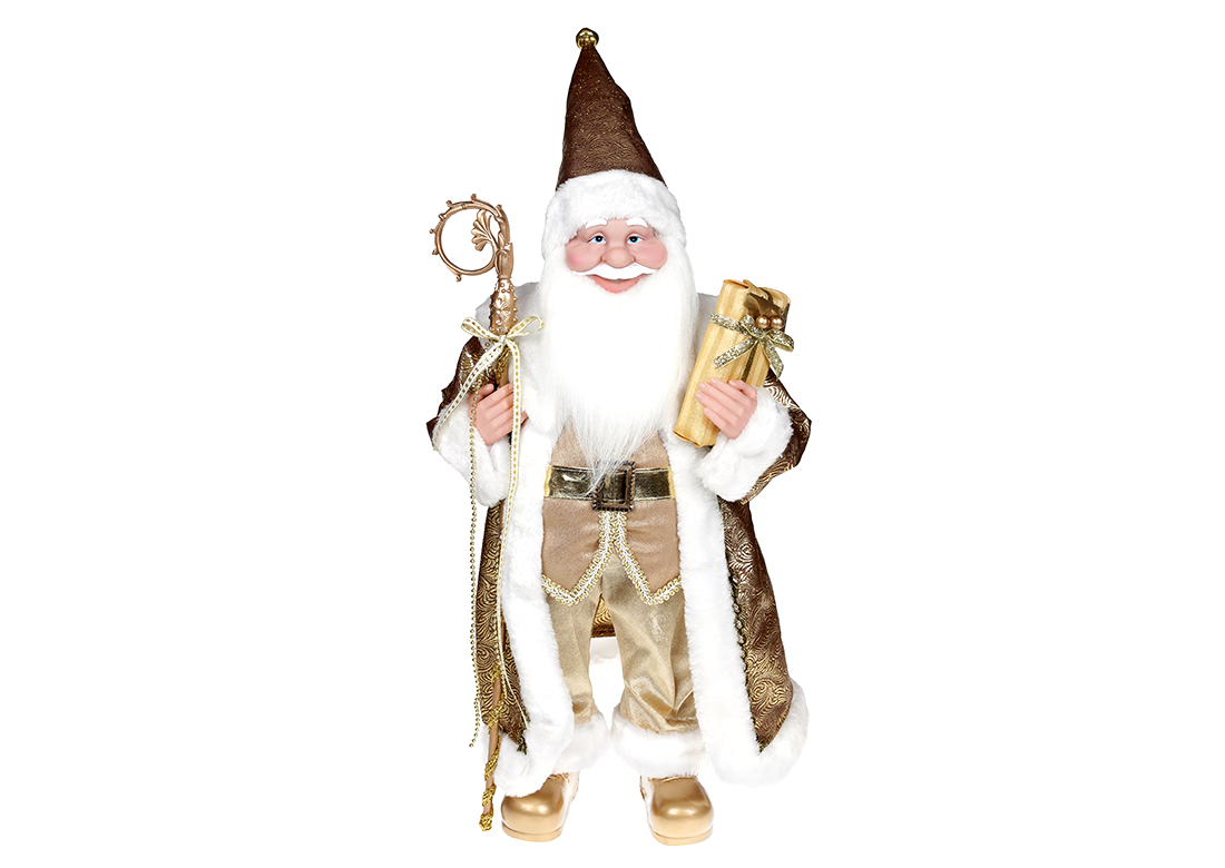 Новорічна декоративна іграшка Санта 60см, колір - золото NY14-537 оптом
