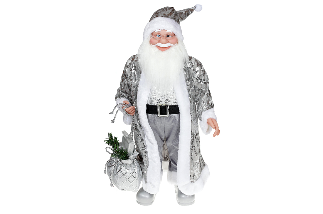 Новорічна декоративна іграшка Санта, 60см, колір - срібний NY14-540 оптом