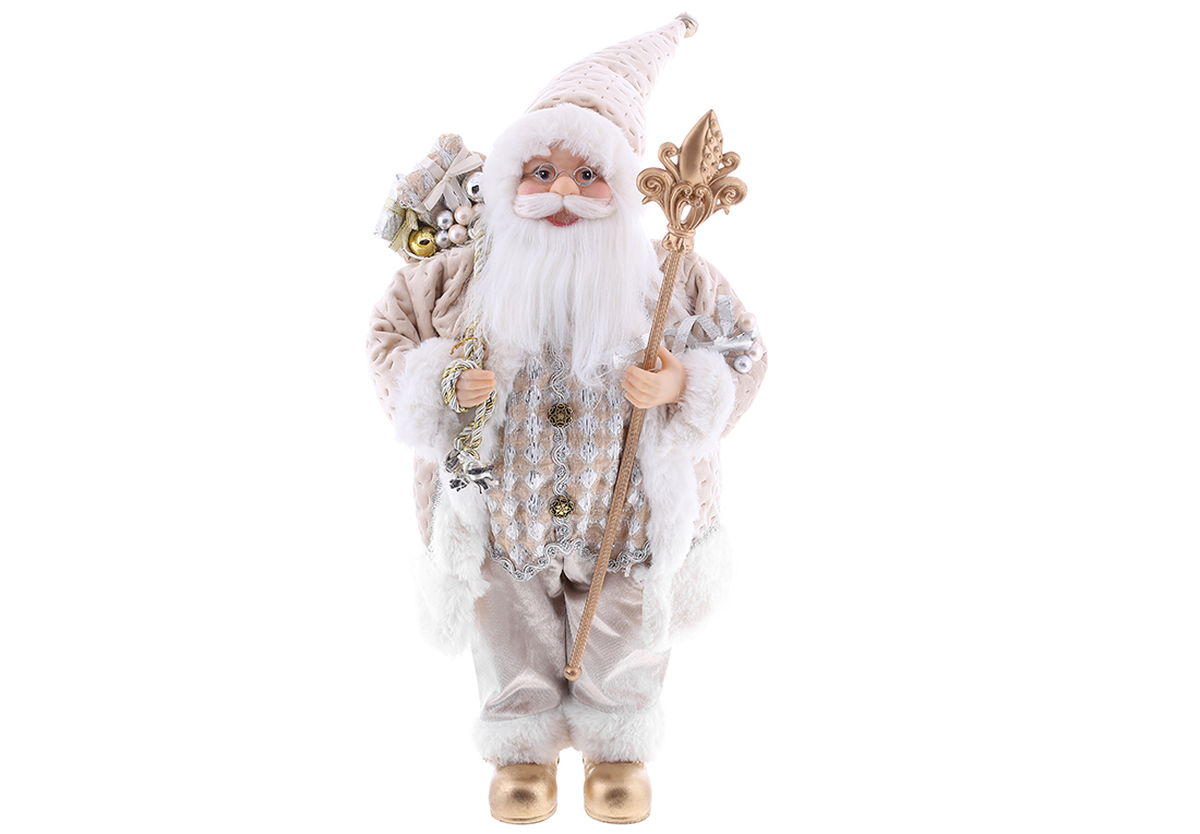 Новорічна фігура Санта з подарунками 45см, колір - шампань із білим. NY44-110 оптом