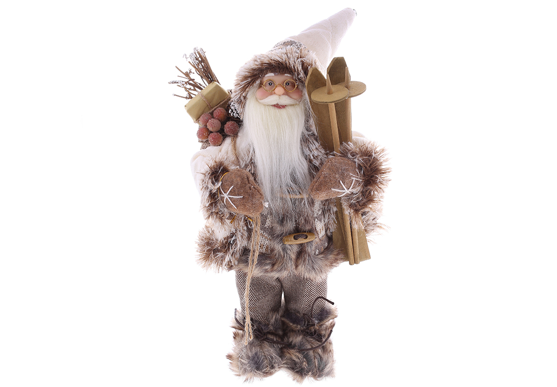 Новорічна фігура Санта з подарунками, 30см, колір - бежевий з коричневим NY44-149 оптом