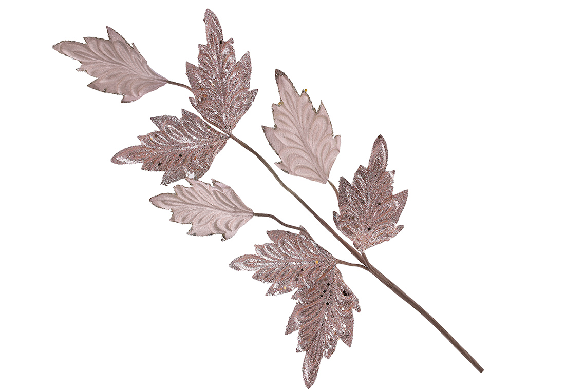 Гілка з оксамитовим листям 62см, колір - рожеве золото 839-842 оптом