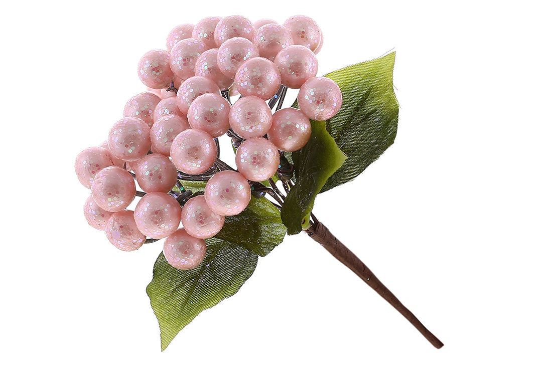 Пучок ягід 17см з листям, колір - персиково-рожевий 839-901 оптом
