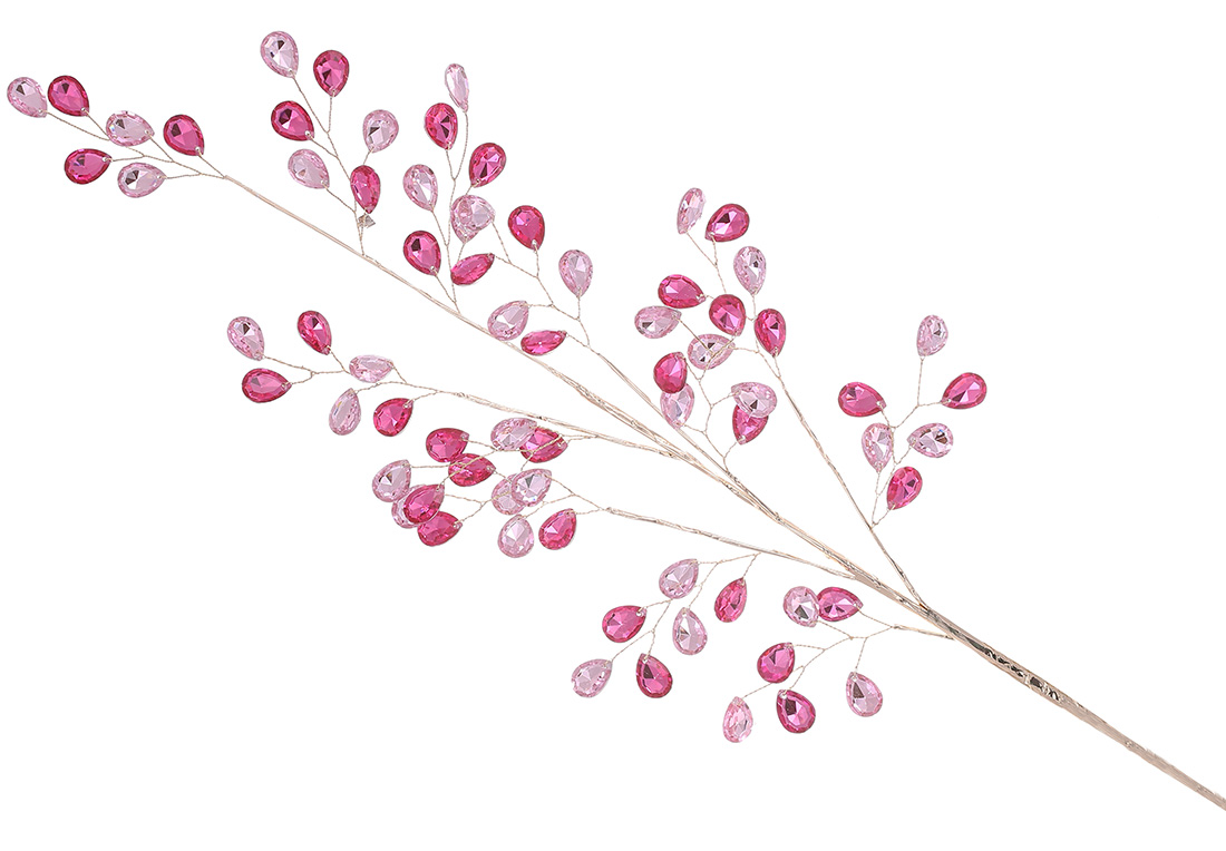 Декоративна гілка з акриловим камінням 72см, колір рожевий з малиною CR8-397 оптом