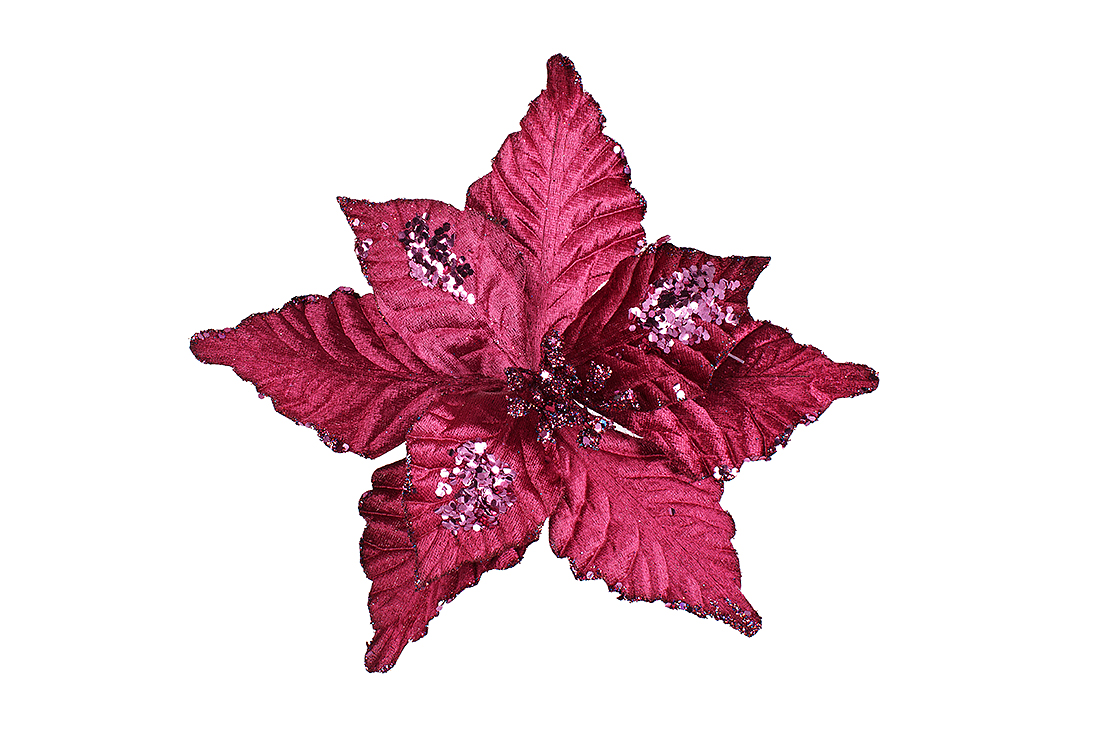 Декоративна квітка Пуансетія 25см, колір - пурпуровий 839-801 оптом