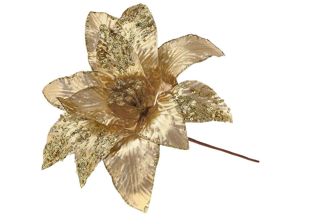 Новорічна квітка Лілія D32см, колір - золото 839-833 оптом