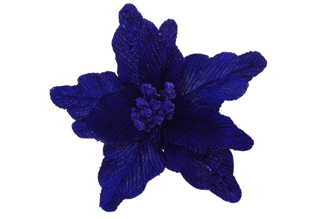 Оксамитова квітка D27см, колір - королівський синій 839-835 оптом