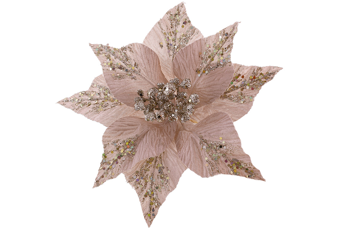 Оксамитова квітка Пуансеттія D28см, колір - рожеве золото 839-841 оптом