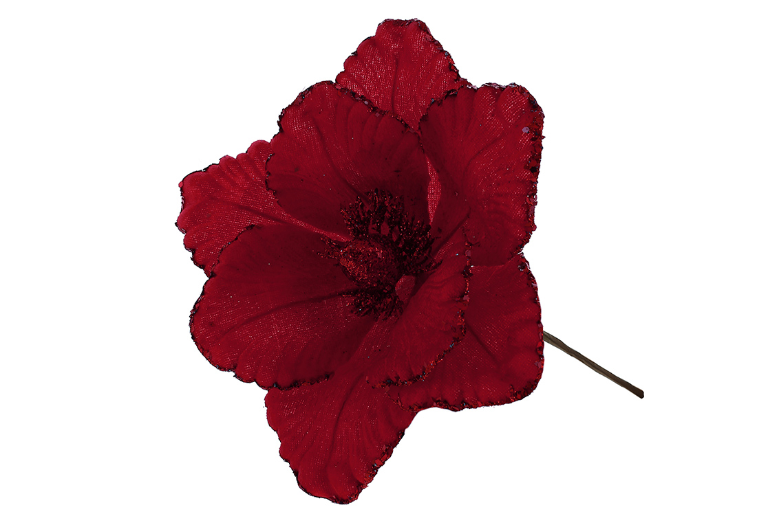 Новорічна оксамитова квітка D22см, колір - червоний 839-933 оптом