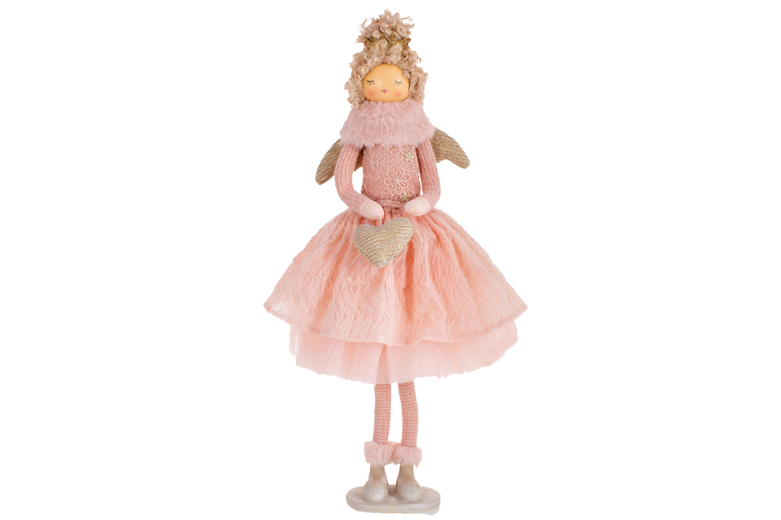 Декоративна лялька Ангел із серцем, 50см, колір - рожевий персик 831-424 оптом