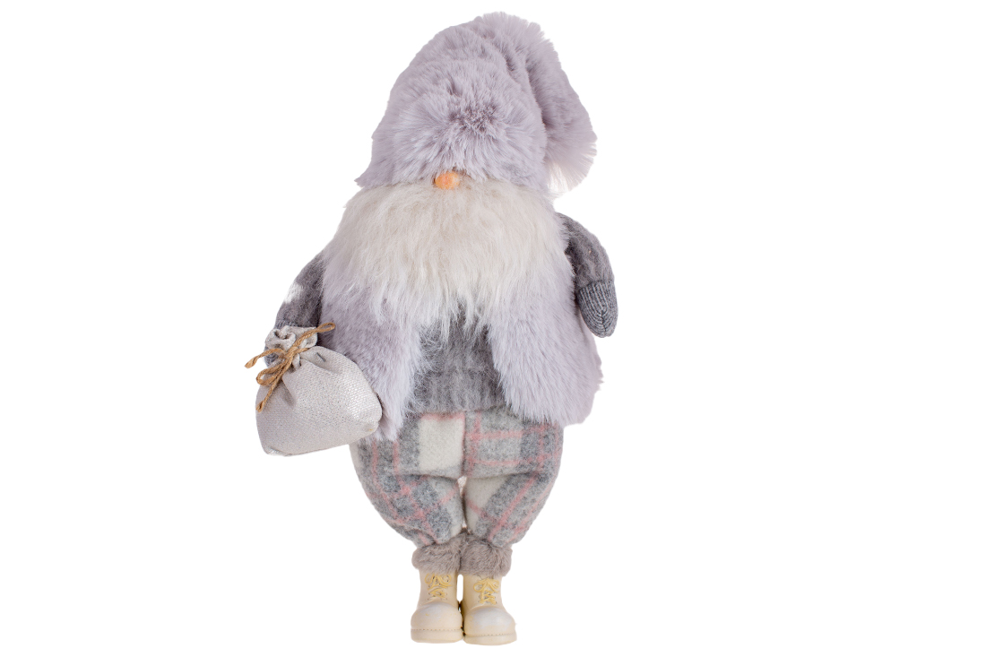Декоративна іграшка Санта з мішком подарунків, 52см, колір - сірий з лавандовим 831-431 оптом