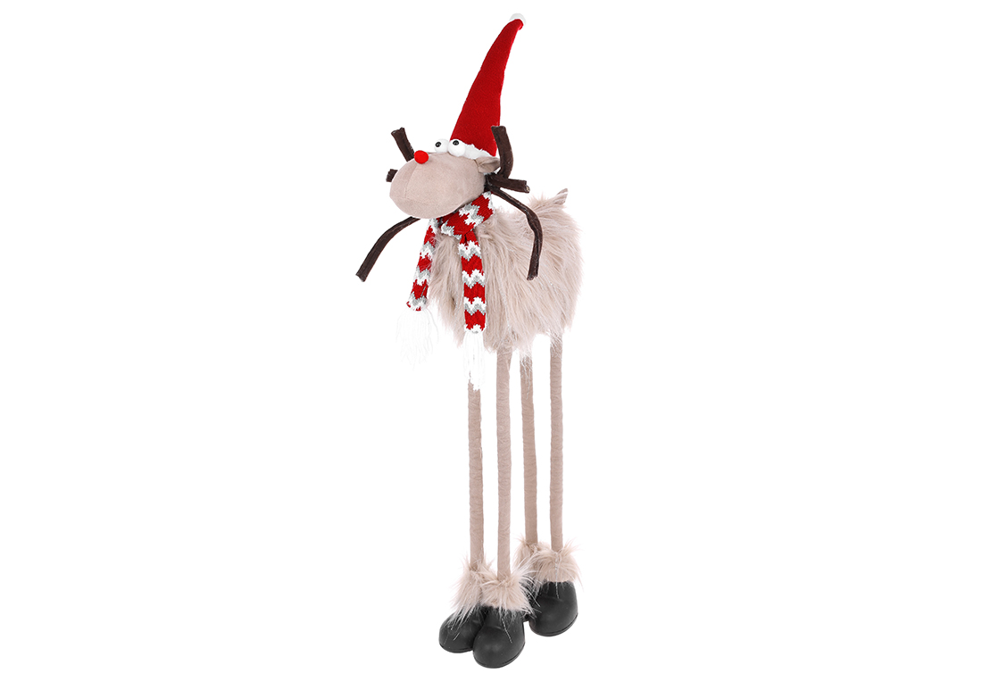 М'яка новорічна іграшка на телескопічних ногах Олень 82-112см, колір - бежевий RM7-421 оптом