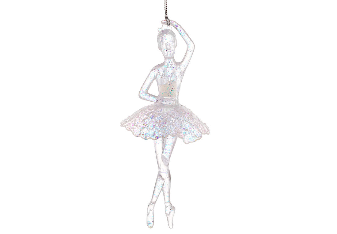 Акрилова прикраса Балерина 17см, колір - прозорий з блискучими райдужними J88-047 оптом