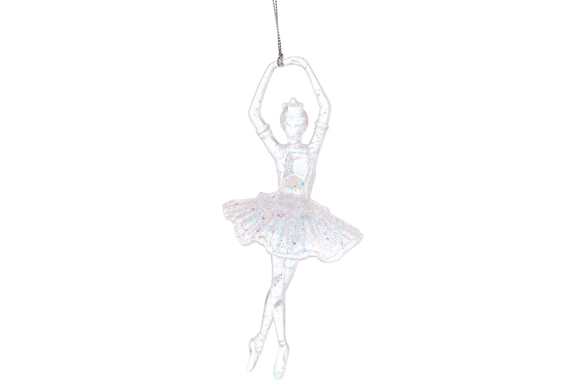Акрилова прикраса Балерина 17см, колір - прозорий з блискучими райдужними J88-048 оптом