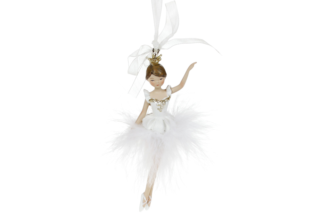 Декоративна підвісна фігурка Балерина, 11.5см, колір - білий 890-148 оптом
