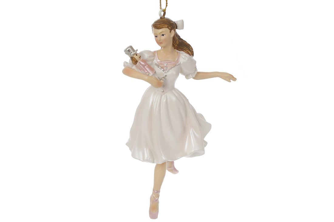 Декоративна фігурка на підвісі Балерина з Лускунчиком, 11.5см, колір - кремовий K07-272 оптом