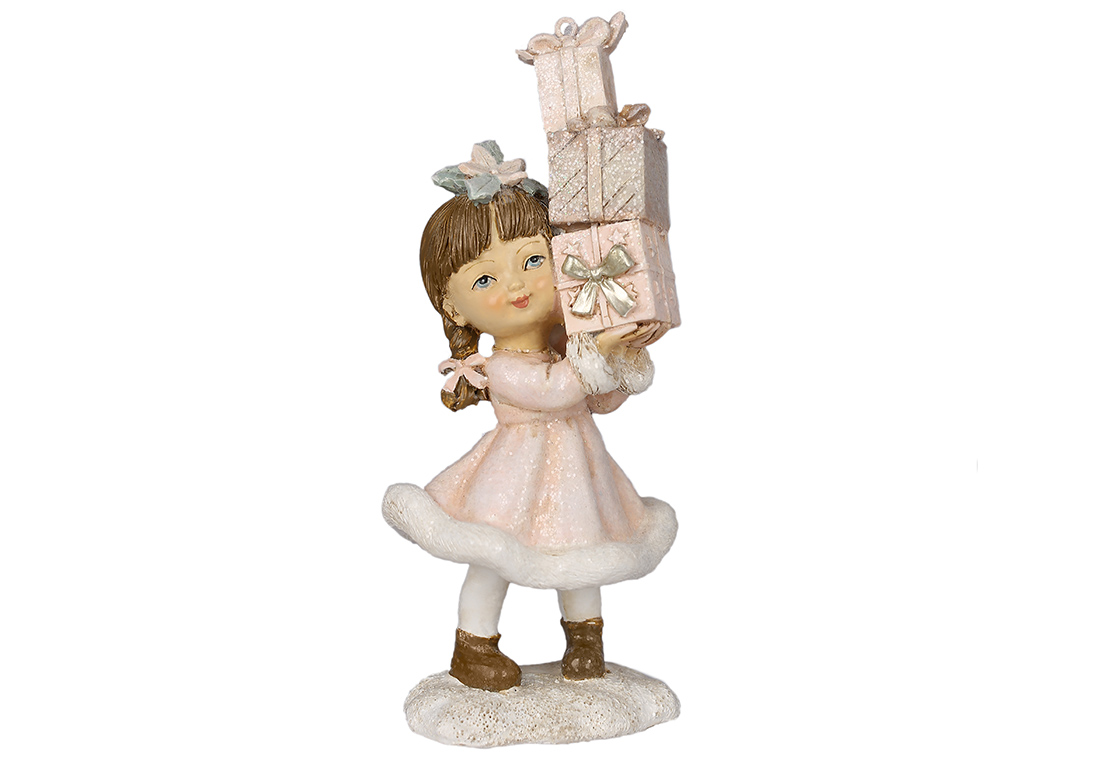 Декоративна підвіска Дівчинка з подарунками 6.5х12см, колір - рожевий K07-422 оптом