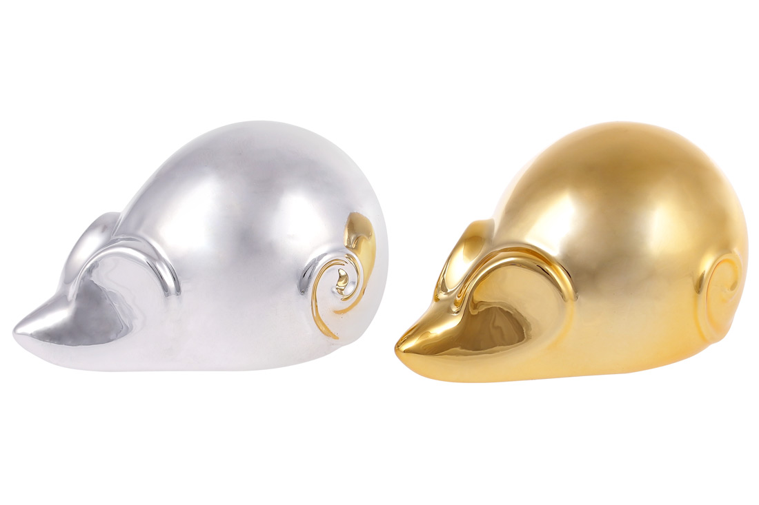 Декоративна фігурка Мишка, 10см, 2 дизайни - срібло, золото глянець 727-290 оптом