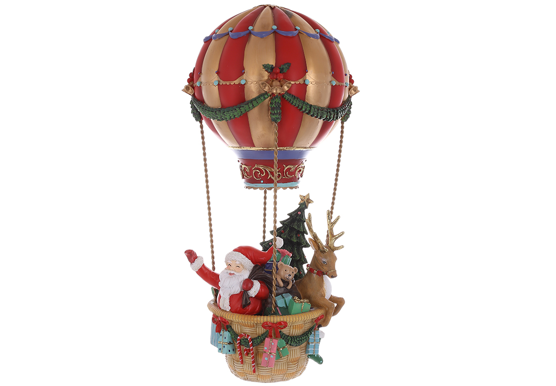 Новорічний декор Санта з оленем на повітряній кулі 15*15*43см 838-500 оптом
