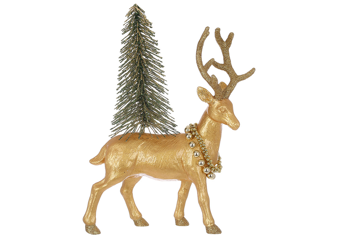 Новорічна декоративна фігура Олень, 36см, колір - золото A-014 оптом