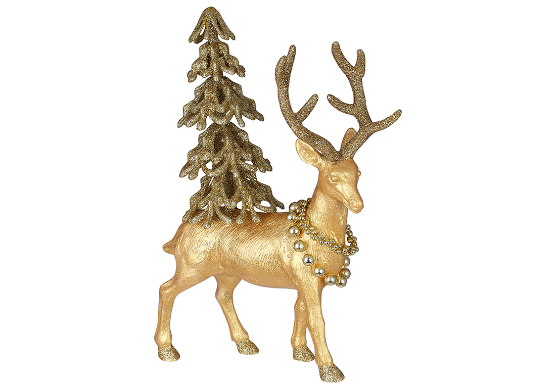 Новорічна декоративна фігура Олень, 31см, колір - золото A-017 оптом
