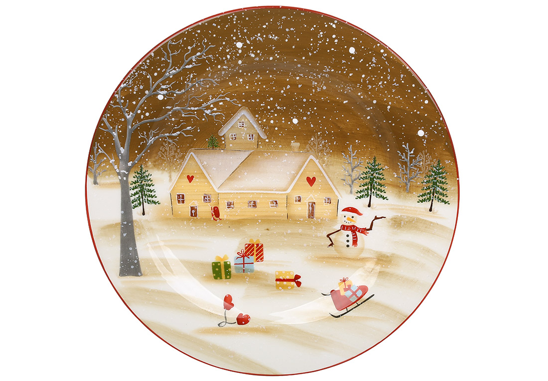 Терелка керамічна Веселий сніговик 25.5*25.5*2.5см DK009-N оптом Терелка керамічна Веселий сніговик 25.5*25.5*2.5см DK009-N оптом