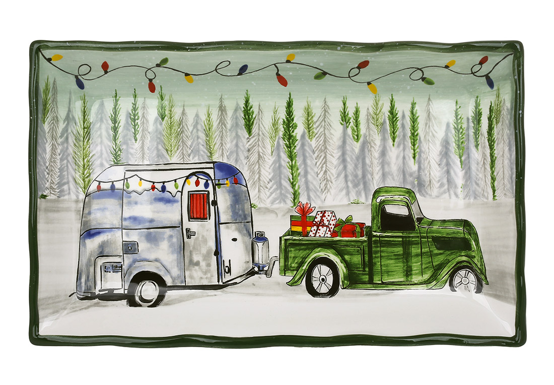 Блюдо прямокутне керамічне Зимова казка, 38*23*4.2см DK010-N оптом Блюдо прямокутне керамічне Зимова казка, 38*23*4.2см DK010-N оптом