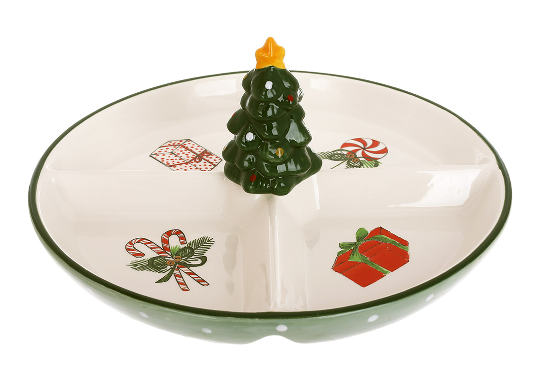 Менажниця керамічна Зимова казка 28*28*11см DK012-N оптом Менажниця керамічна Зимова казка 28*28*11см DK012-N оптом