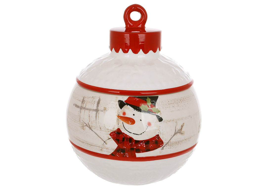 Банка для солодощів керамічна 1.1л Веселий сніговик DK014-N оптом Банка для солодощів керамічна 1.1л Веселий сніговик DK014-N оптом
