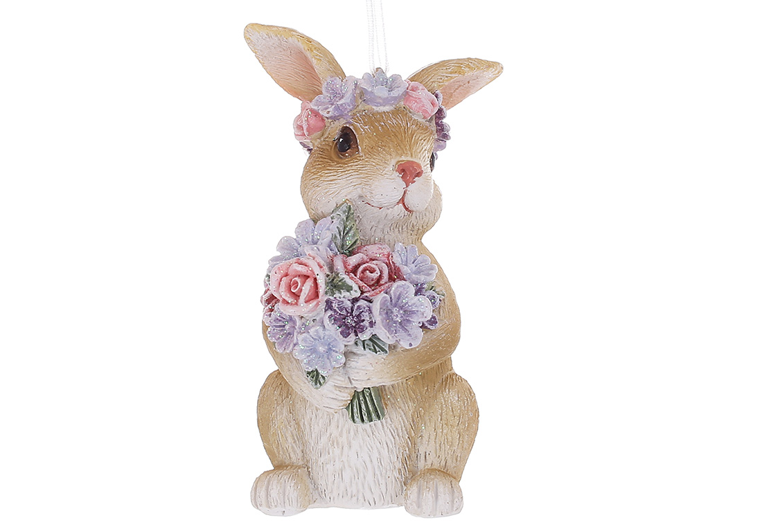 Фігурка-підвіска Кролик з букетом квітів, 8см K07-492