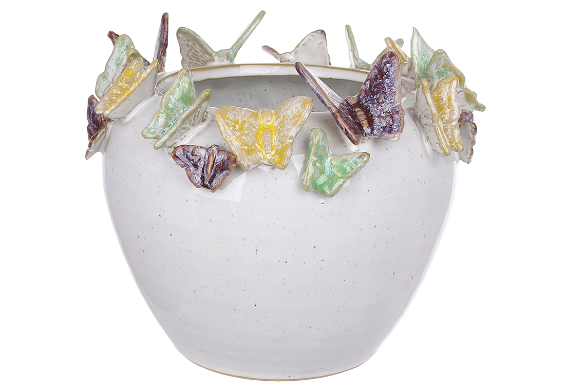 Ваза керамічна Butterflies 20*19.5*16см, колір - білий