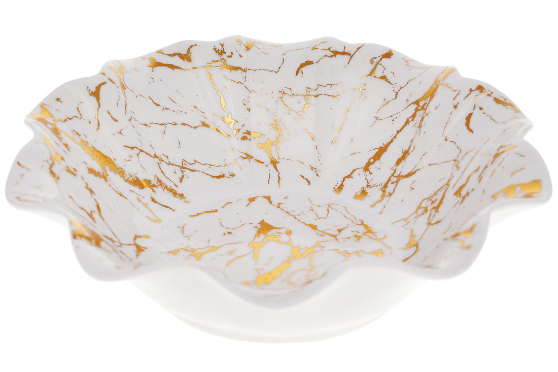 Салатник порцеляновий Волан, 1.2л, колір - білий із золотом 988-289 оптом