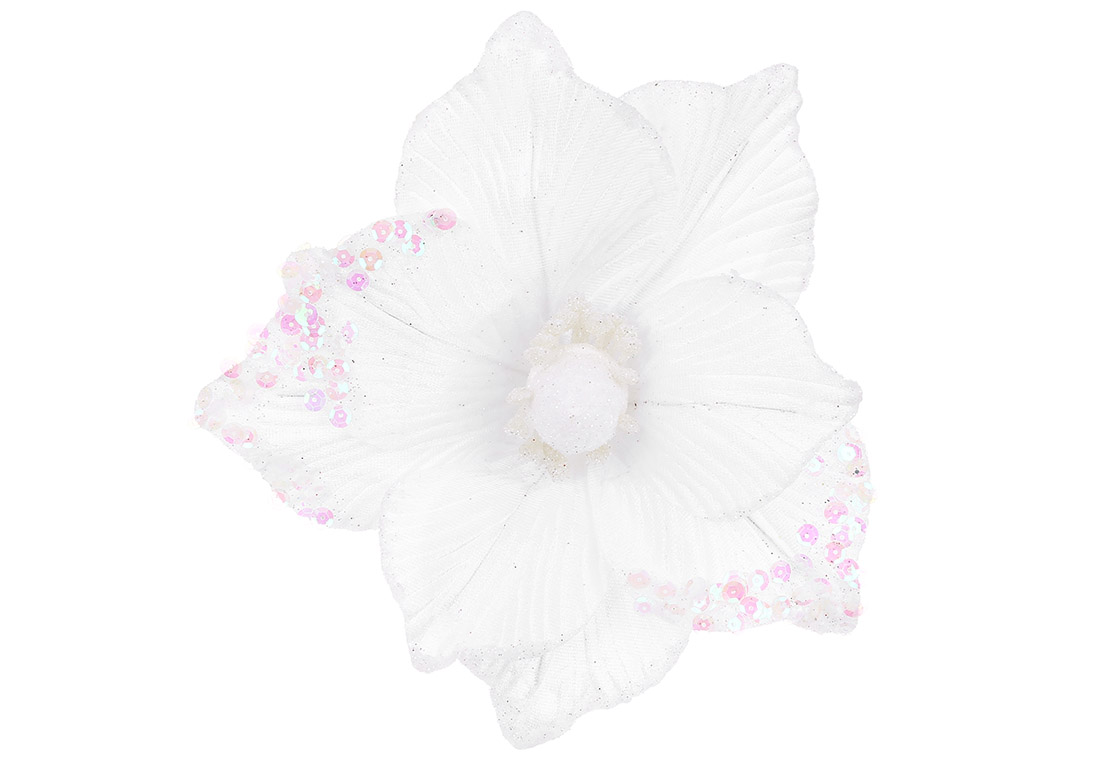 Оксамитова квітка d22см, колір - білий RM7-001