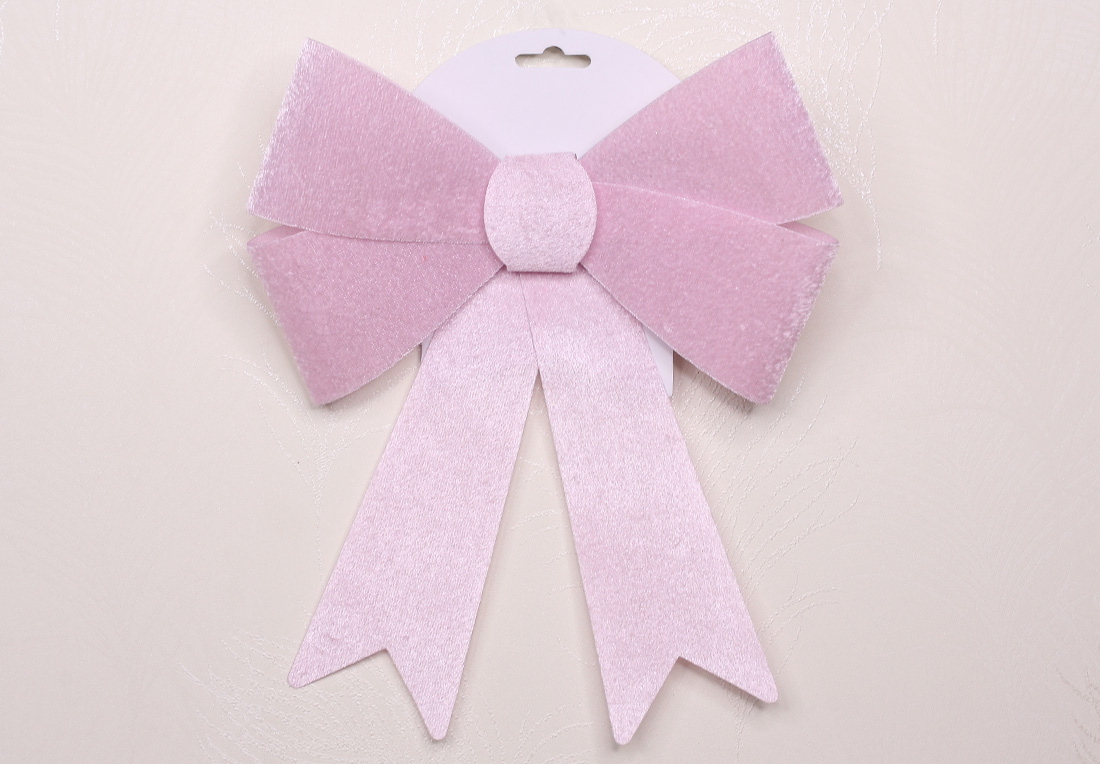 Новорічний декор Бант 34см, колір - рожевий оксамит RM7-299