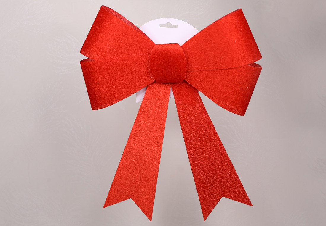 Новорічний декор Бант 34см, колір - червоний оксамит RM7-302