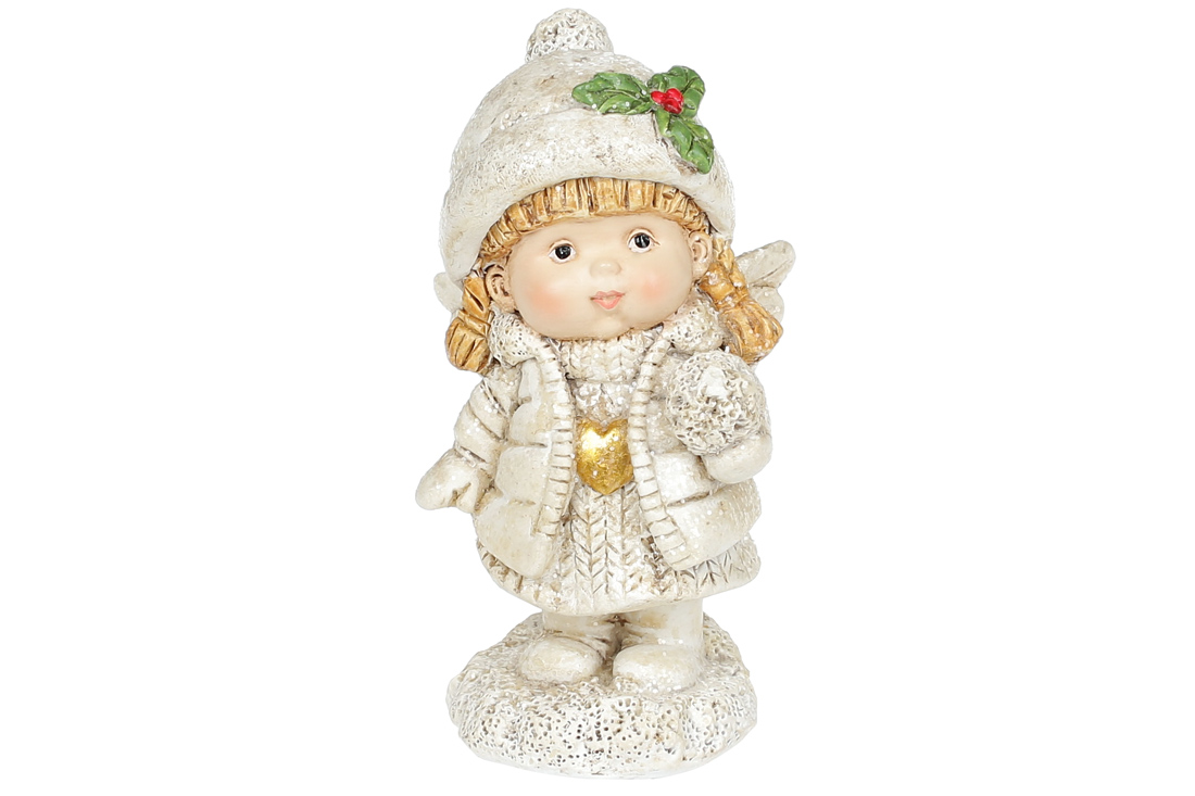 Декоративна фігурка Янголятко зі сніжком, 12см, колір - шампань 887-338 оптом