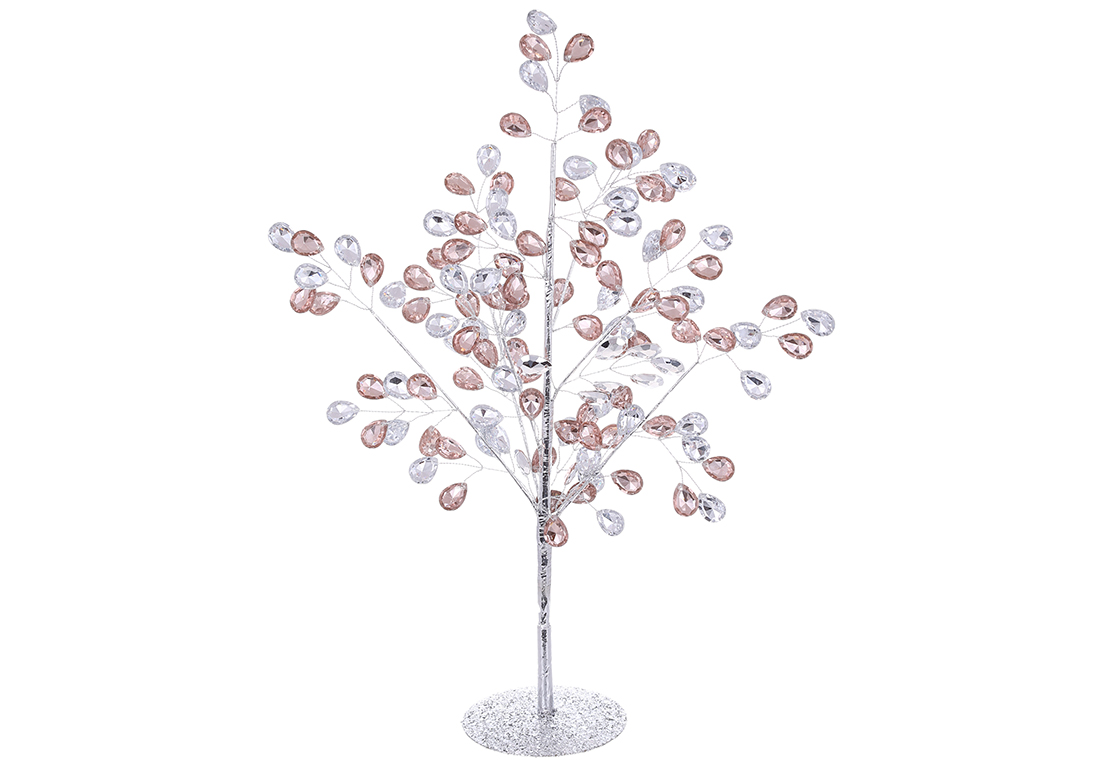 Декоративна ялинка з кристалами 40см, колір - пудровий зі сріблом RM7-579 оптом