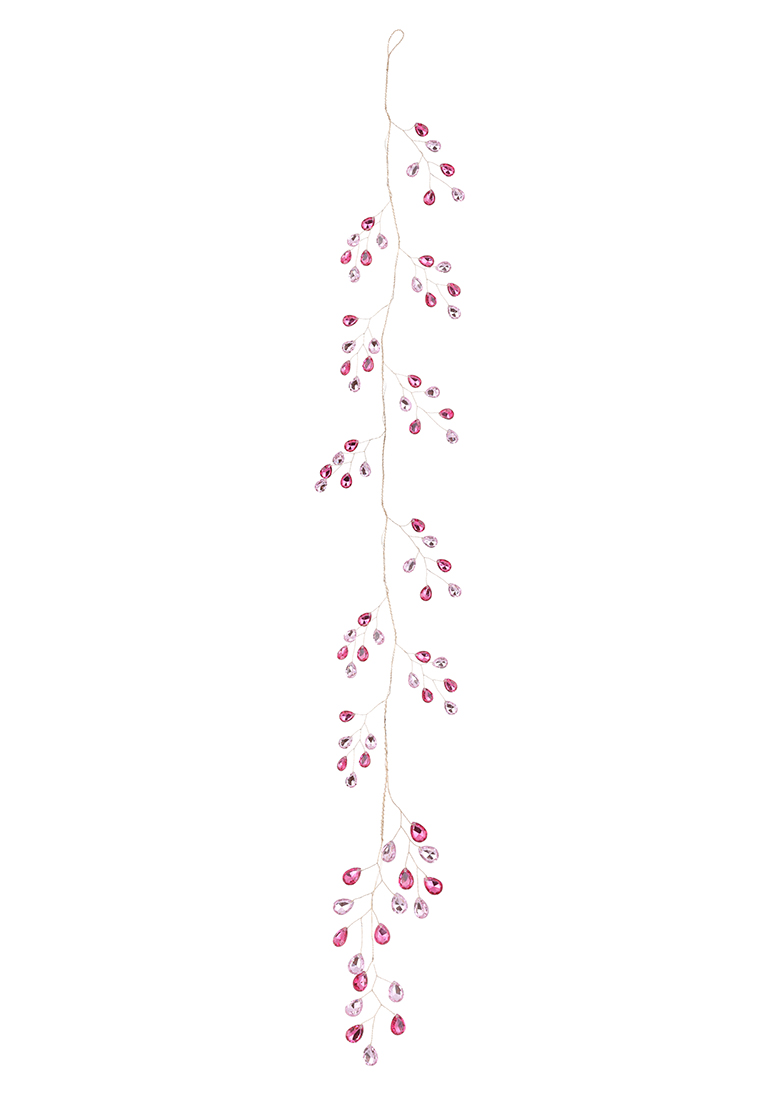 Декоративна гірлянда із кристалами 125см, колір - малиновий з рожевим RM7-593 оптом