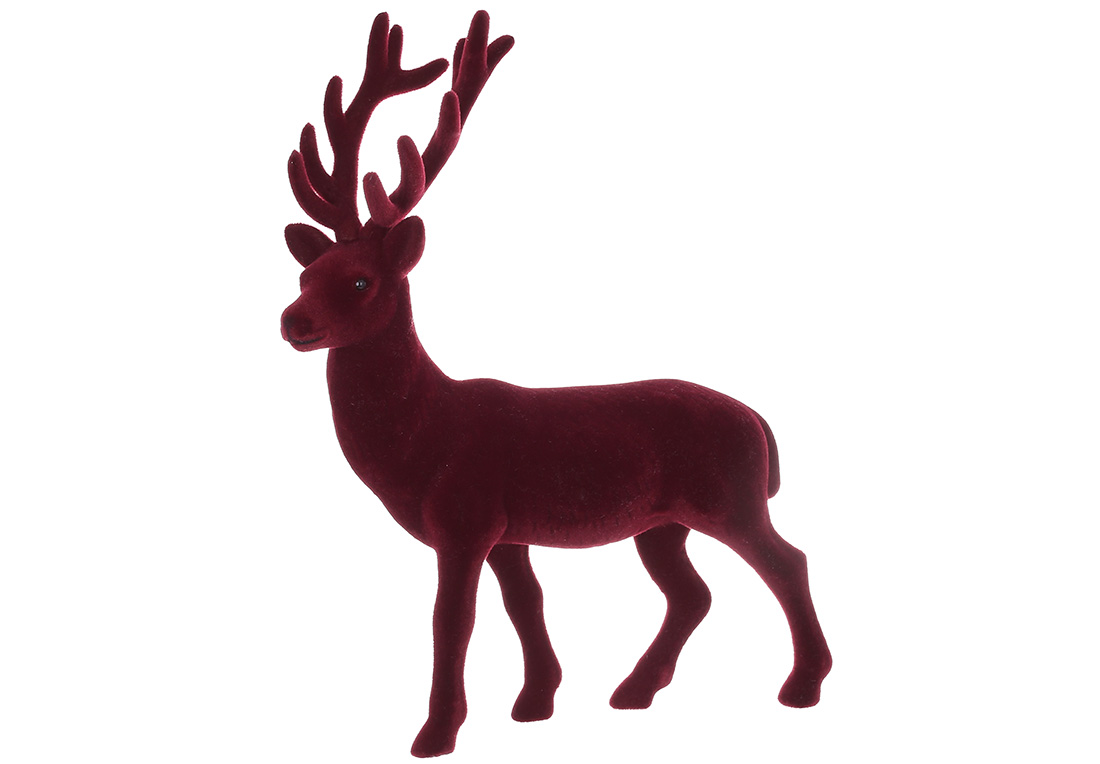 Новорічна декоративна фігура Олень 40см з велюровим покриттям, колір-бордо УЦІНКА RM7-290