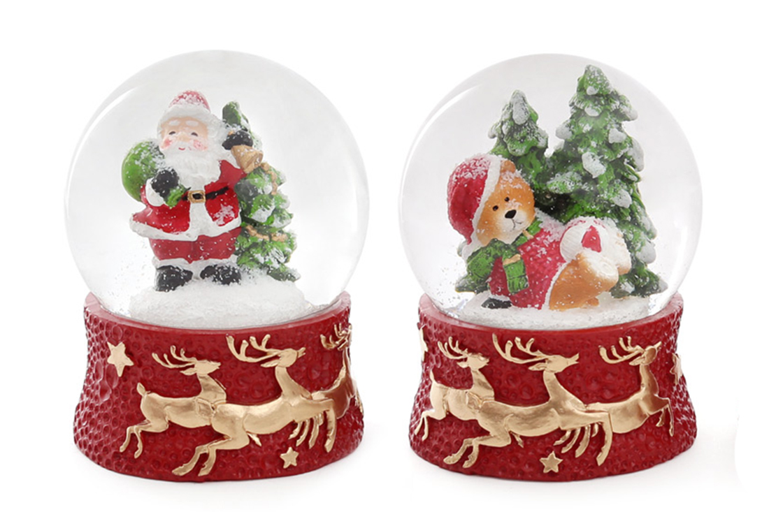 Декоративна водяна куля 9см, 2 дизайни, Санта, Ведмедик Уцінка-повітря RM7-399