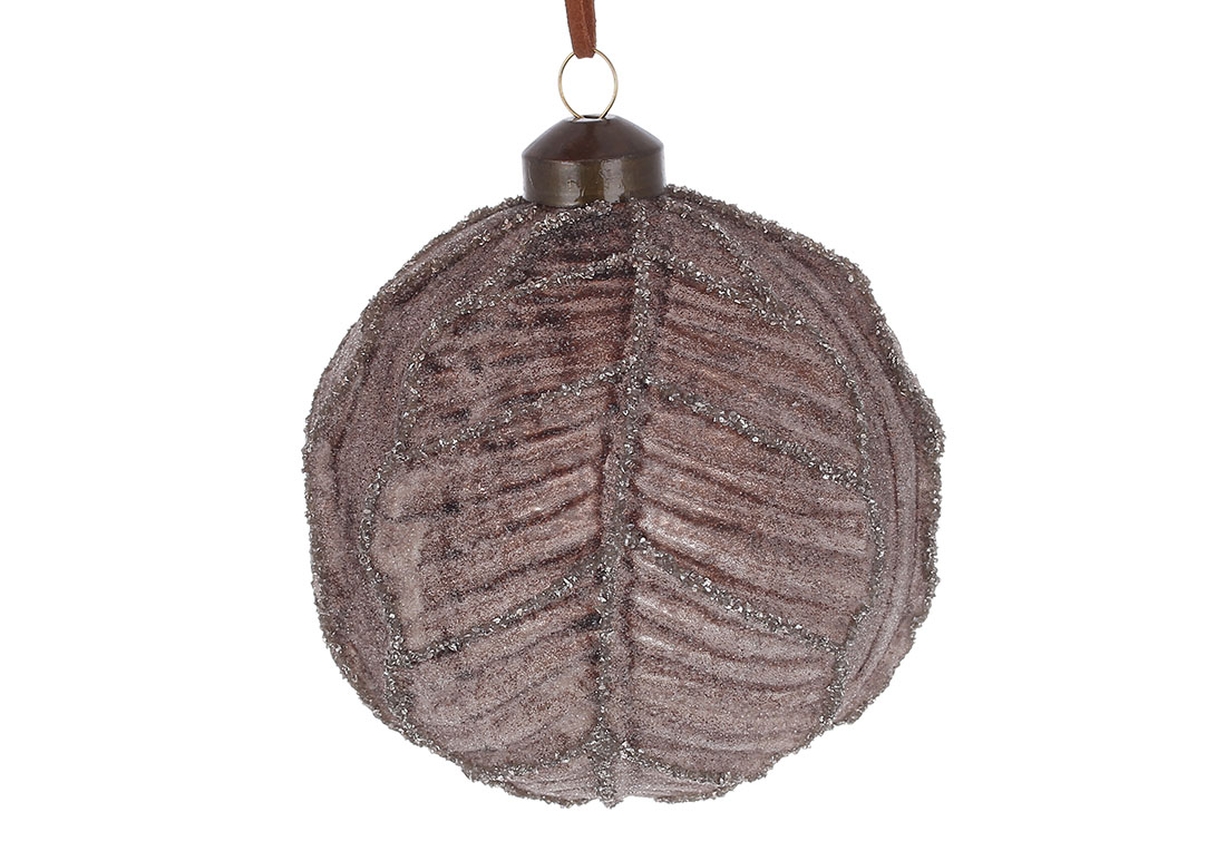 Ялинкова куля з цукровим покриттям і гліттером 10см, колір -коричневий антик. NY29-390