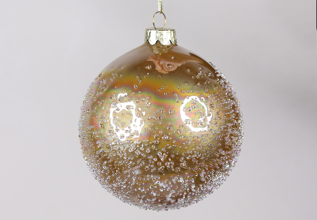 Ялинкова куля з покриттям лід 10см, колір - золото RM7-185