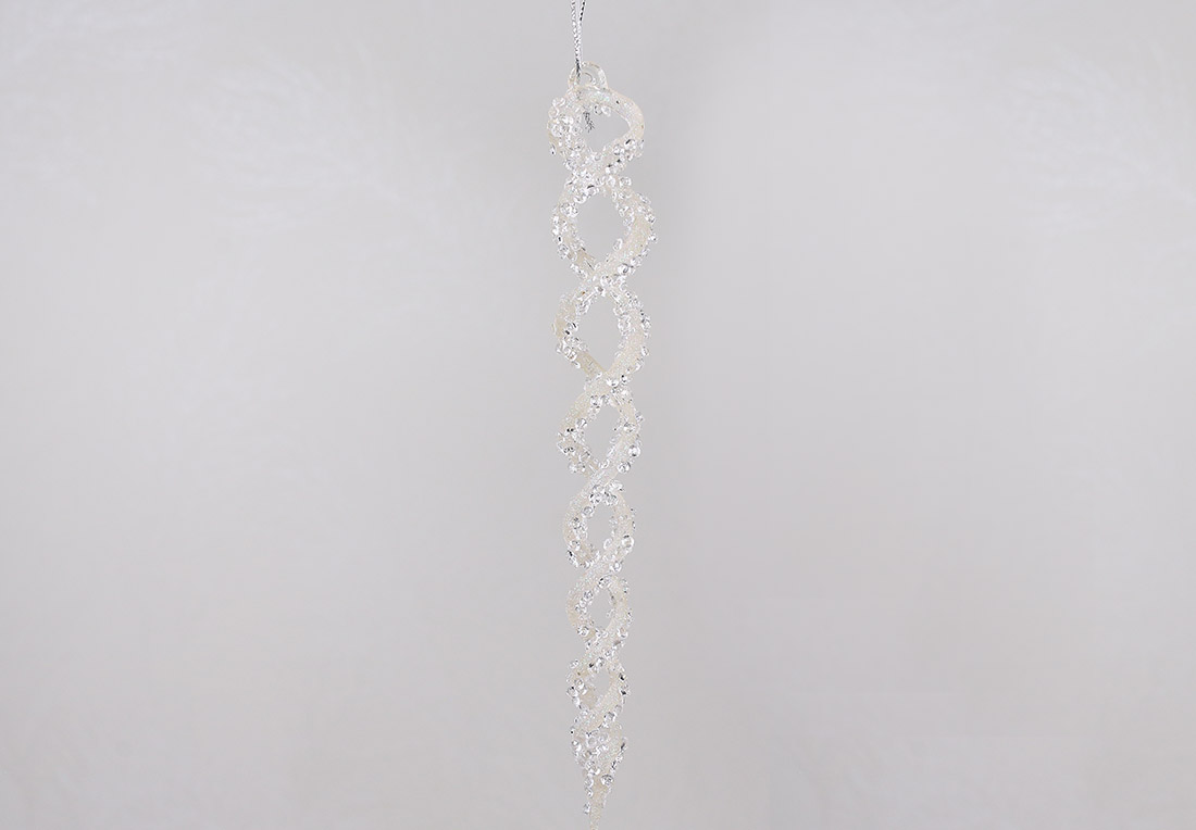 Ялинкова прикраса бурулька з декором із гліттера та кристалів RM7-189