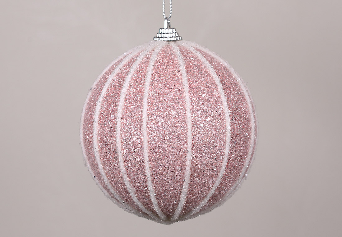 Ялинкова куля 10см, колір-світло-рожевий гліттер RM7-351