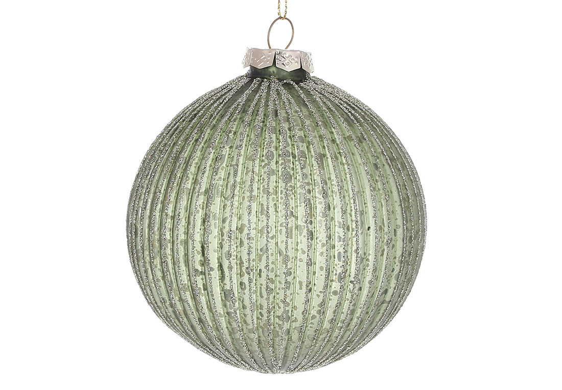 Ялинкова куля 10см, колір - оливковий антик з гліттером шампань RM7-477 оптом